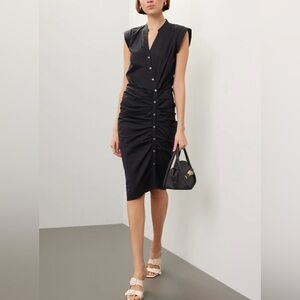 Veronica Beard Ruched Assymetrical Shirt Dress